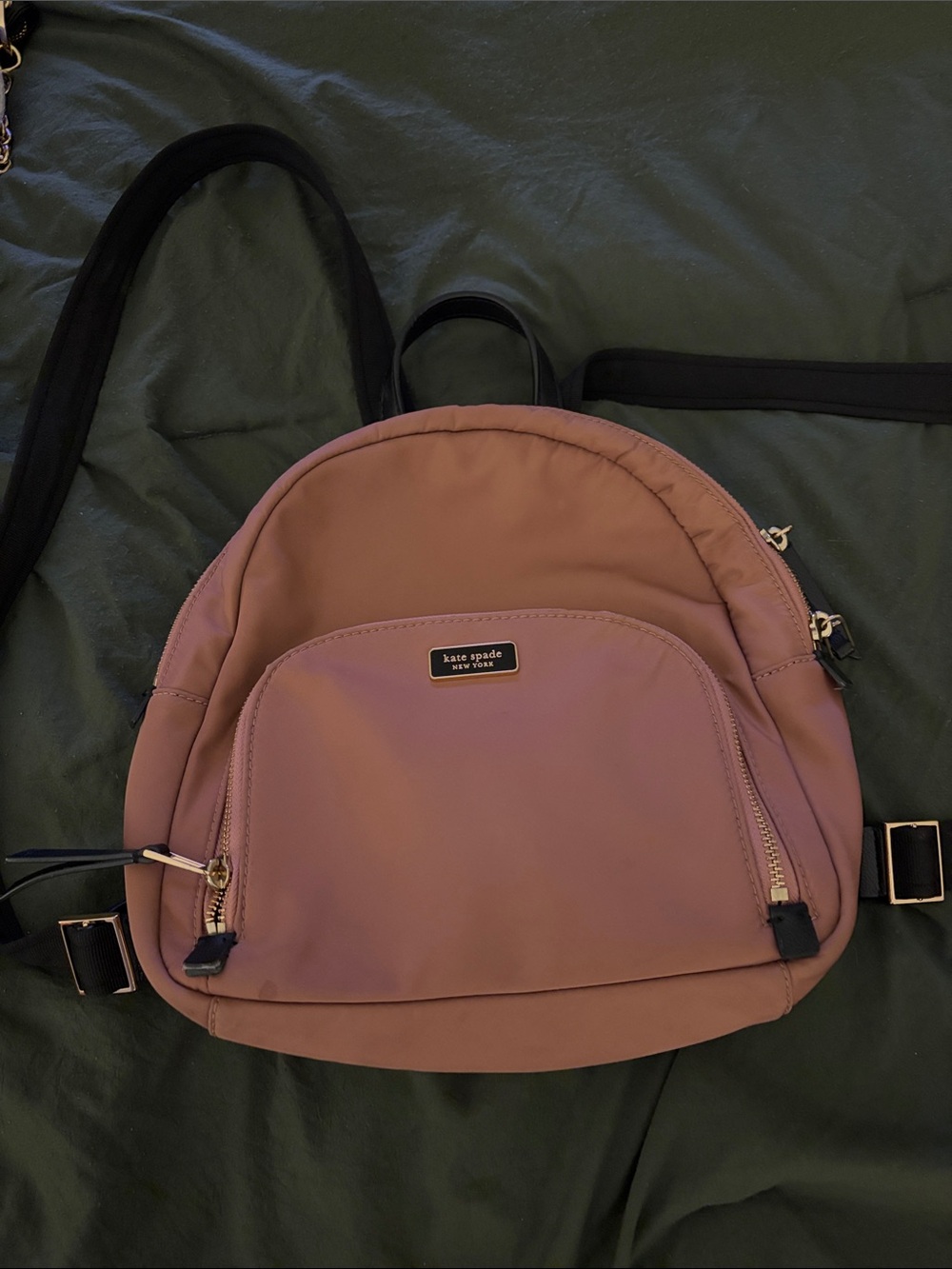 kate spade rose mauve nylon mini backpack with gold-tone hardware